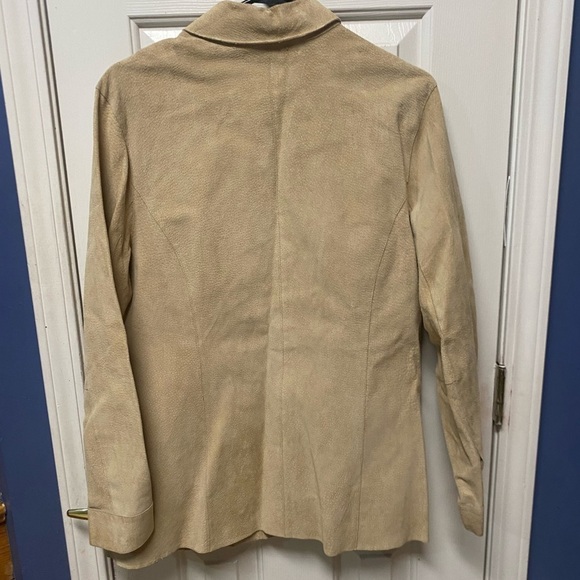 Marsh Landing 100% Leather Coat Jacket Beige Women's  Suede Button Up Tan - Picture 5 of 9